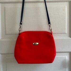 Vintage Coral Leather Crossbody Bag